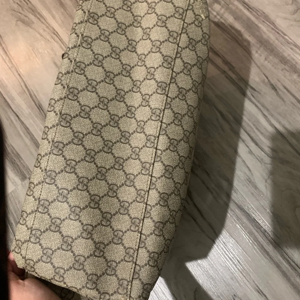 Gucci Beige GG Supreme Canvas Kids Messenger Bag with Brown Trim